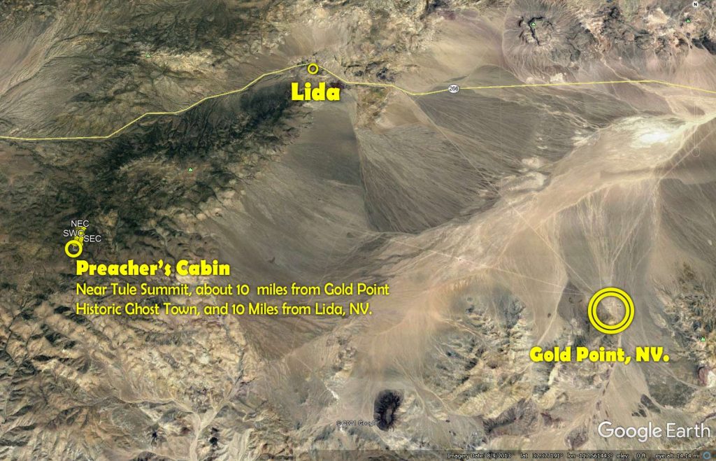 Preacher's Cabin — satellite overview of the claim, Esmeralda County, Nevada