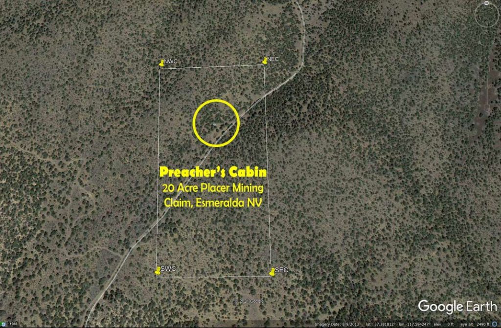 Preacher's Cabin — satellite overview of the claim, Esmeralda County, Nevada