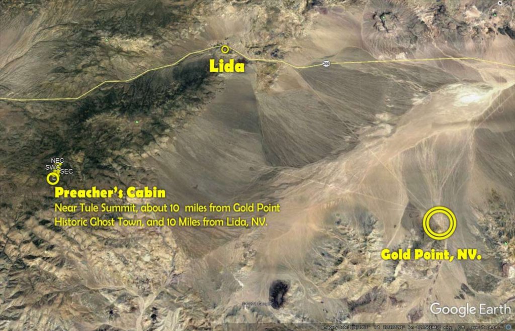 Preacher's Cabin — satellite overview of the claim, Esmeralda County, Nevada