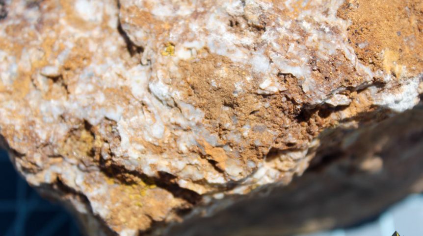 Delano District #2 — ore and gold sample from the claim, Pershing County, Nevada