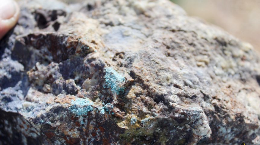 Delano District #2 — ore and gold sample from the claim, Pershing County, Nevada