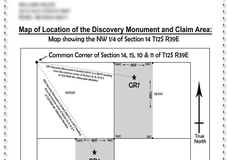 GR6 — claim location and boundary map, Humboldt County, Nevada