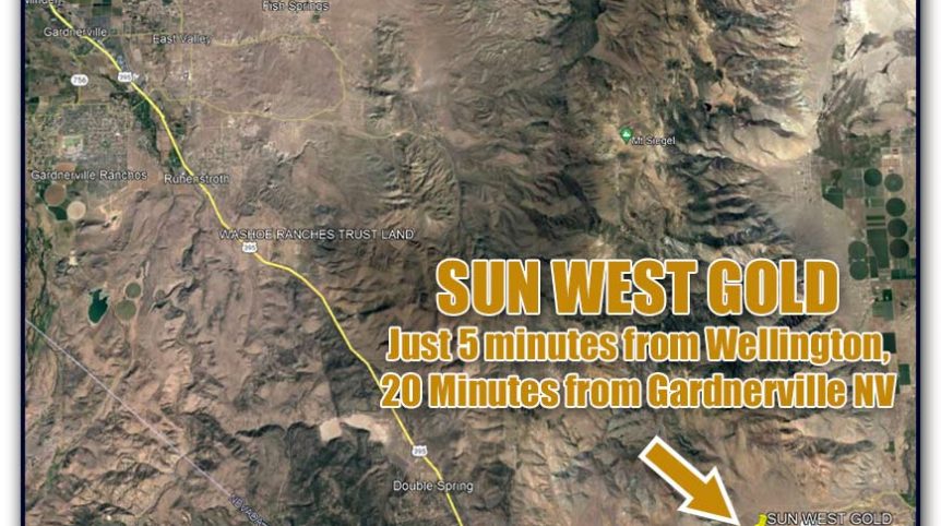 Sun West Gold — claim location and boundary map, Douglas County, Nevada