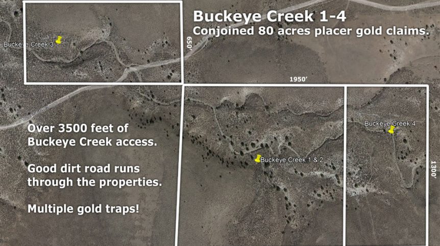 Buckeye Creek #1–#4 — claim location and boundary map, Douglas County, Nevada