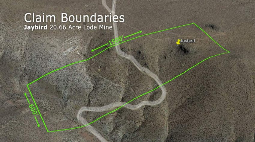 Jaybird Gold Claims — claim location and boundary map, Churchill County, Nevada