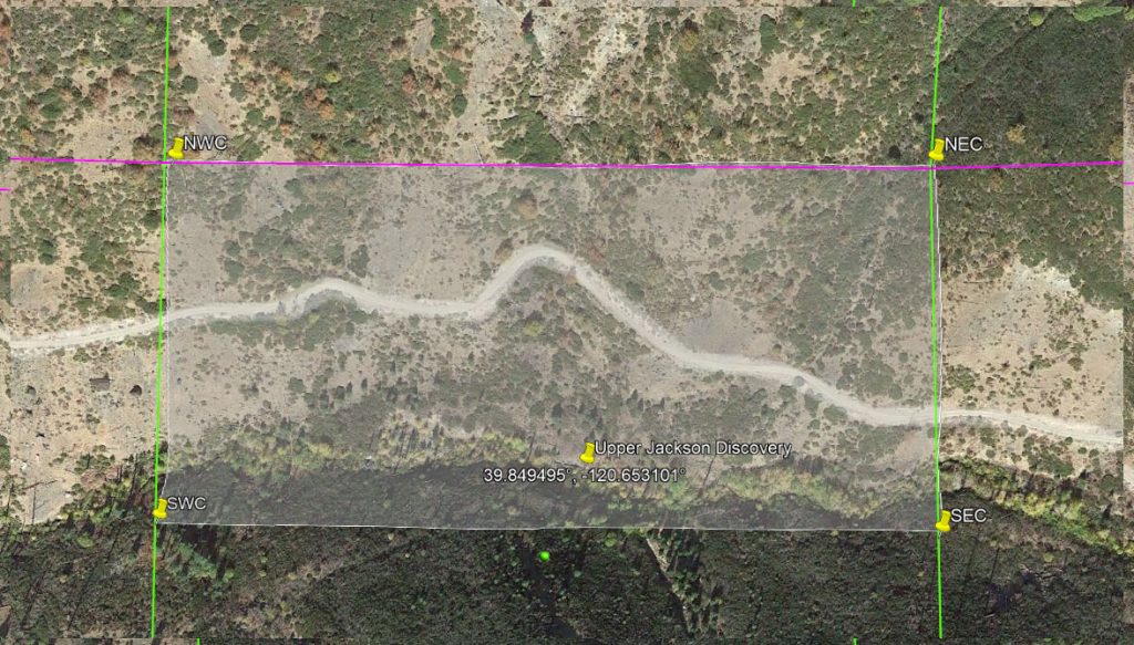 Jackson Ridge — satellite overview of the claim, Plumas County, California