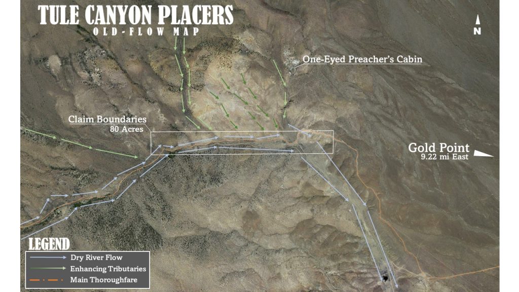 Tule Canyon #2 & #3 — satellite overview of the claim, Esmeralda County, Nevada