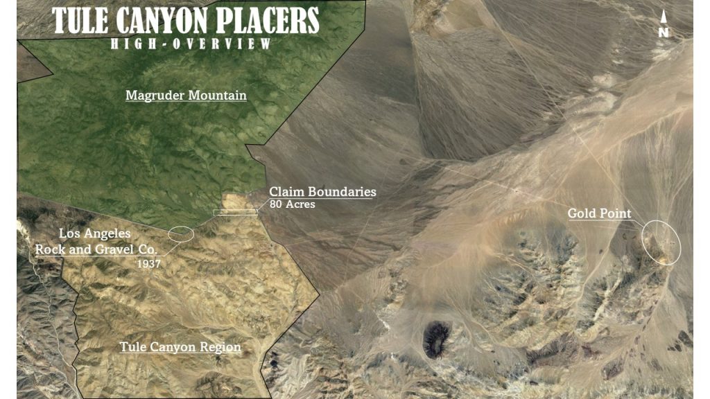 Tule Canyon #2 & #3 — satellite overview of the claim, Esmeralda County, Nevada
