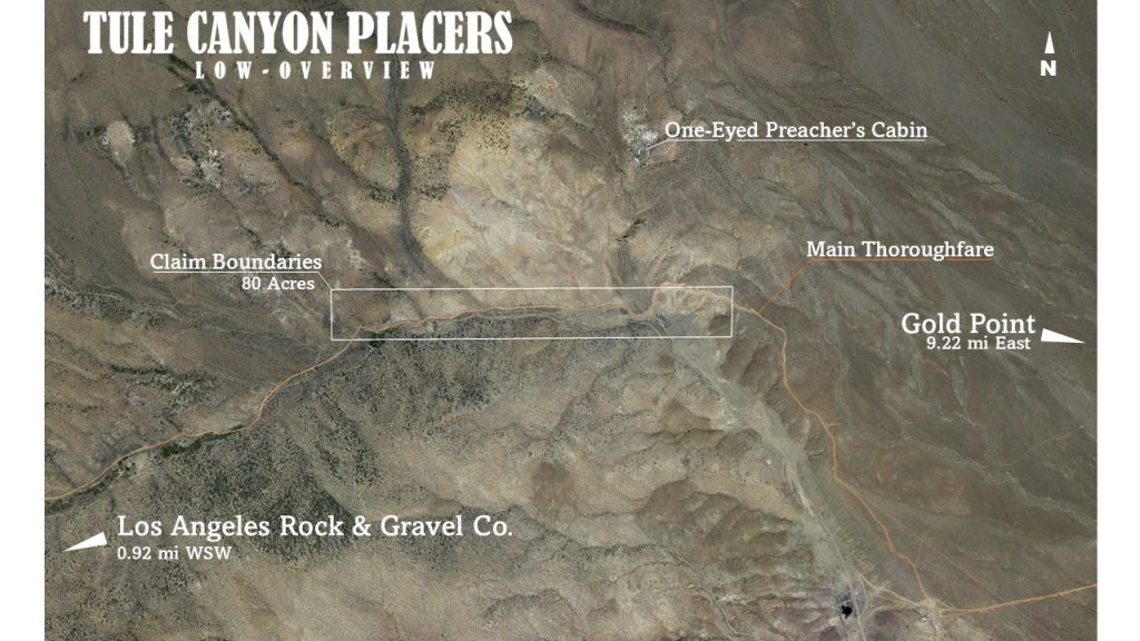 Tule Canyon #2 & #3 — satellite overview of the claim, Esmeralda County, Nevada