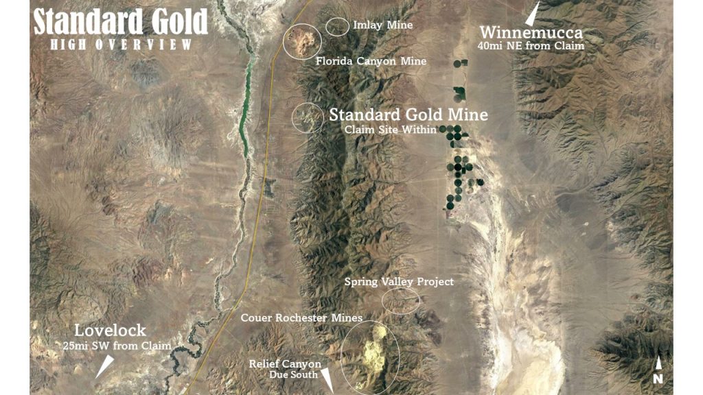 Sierra Gold Placer Mountain — high-level satellite overview showing the claim boundaries, Sierra County, Nevada