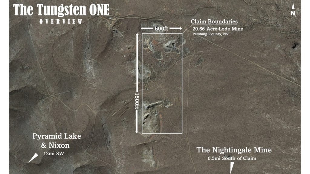 Tungsten One #2 — satellite overview of the claim, Pershing County, Nevada