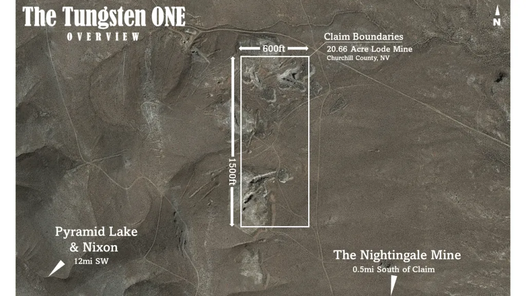 Tungsten One #2 — satellite overview of the claim, Pershing County, Nevada