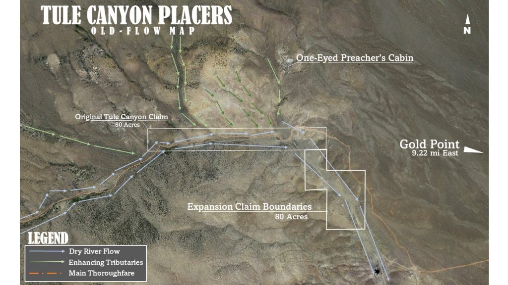 Tule Canyon #2 & #3 — satellite overview of the claim, Esmeralda County, Nevada