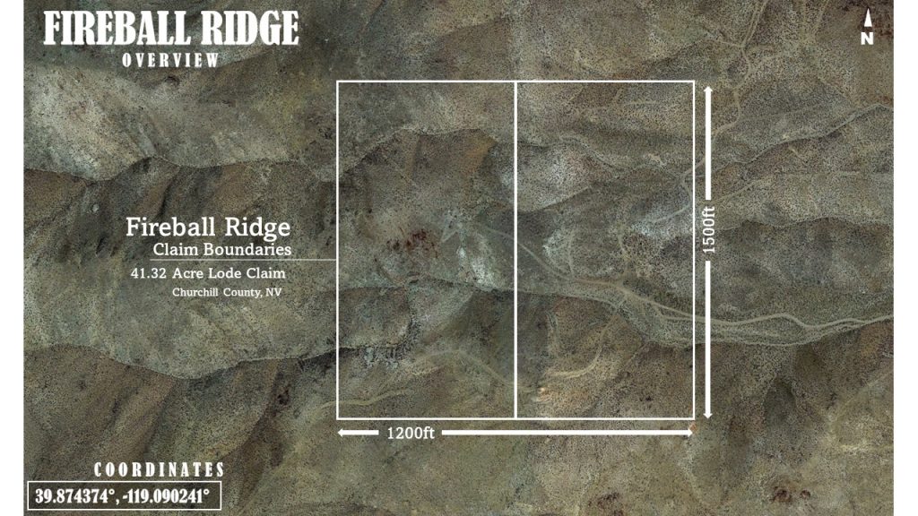 Fireball Ridge — low-level satellite overview showing the claim boundaries, Pershing County, Nevada
