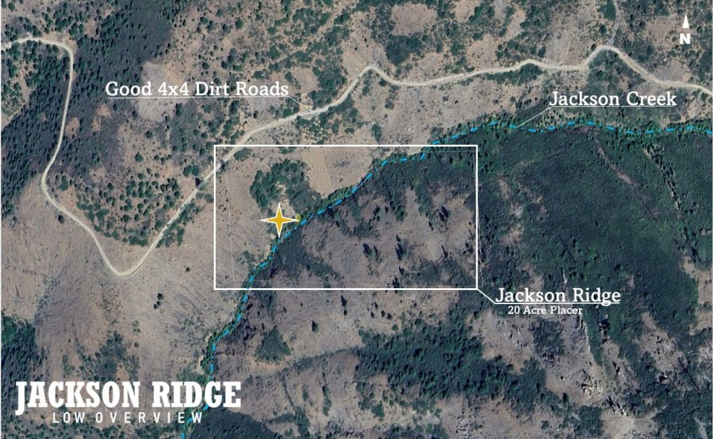 Jackson Ridge — low-level satellite overview showing the claim boundaries, Plumas County, California
