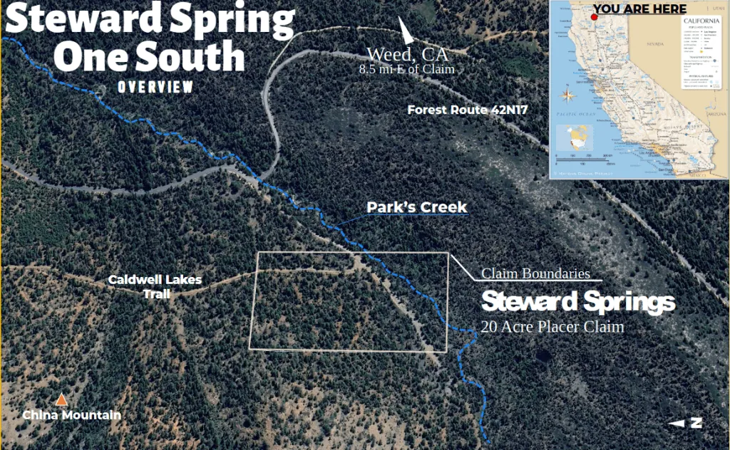 Steward Spring One South — satellite overview of the claim, Siskiyou County, California